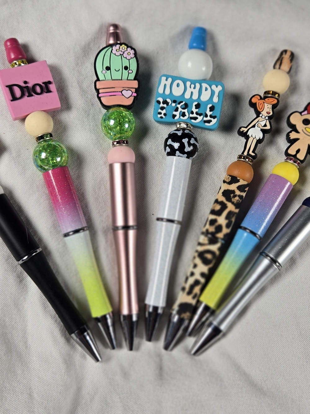 Dior Pink Kids Charm Pen - Cute Beaded Topper Wallen Dior Sonic Troll Pens Lot